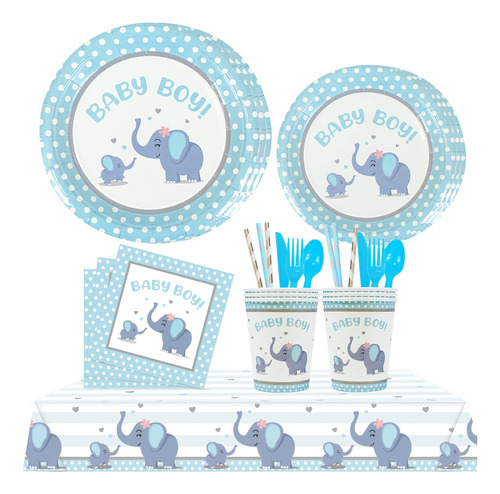 201 Piezas De Decoracin De Baby Shower De Elefante Azul Para