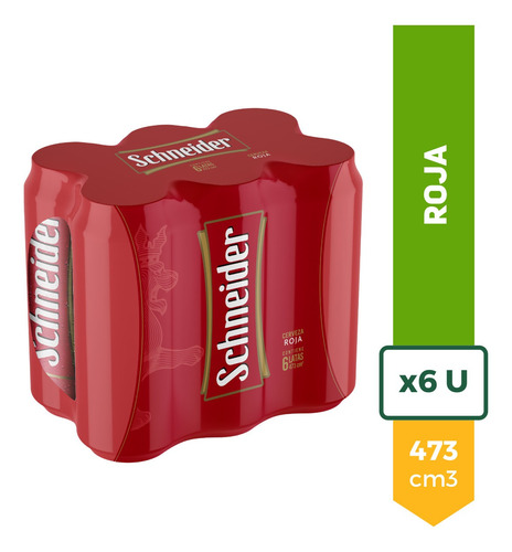 Cerveza Schneider Roja Lata 473ml Pack X6 La Barra Oferta