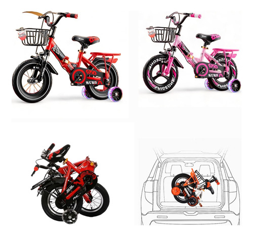 Bicicleta Parta Niños Aro 12 Con Luces Y Plegable Yab2025