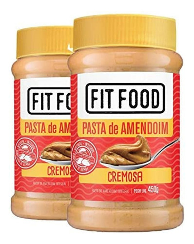 Pasta De Amendoim Integral Cremosa Fit Food 450g (2 Potes)