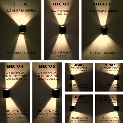 Imagen 4 de 10 de Aplique Pared Exterior 9 Efectos C/ Lampara Led 10w Pack X 2unidades Mayor Potencia