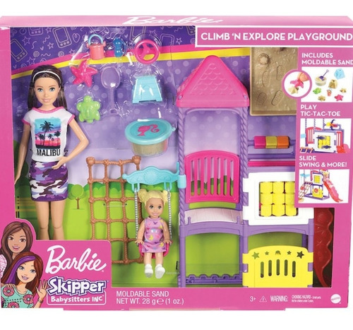 Barbie Set De Juego Niñera Baby Siister Parque De Arena