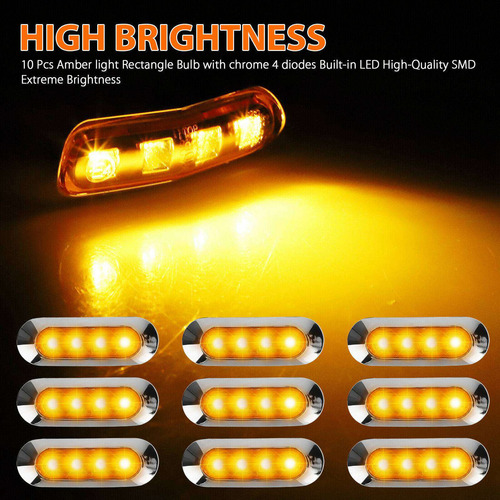 10 Luces Led De Color Ámbar Para Remolque Y Camión, 4 Luces