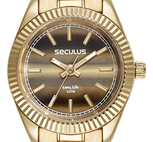 Relógio Seculus Dourado Feminino 7245lpsvda2