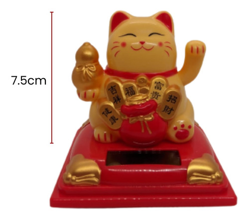 Gato De La Fortuna Suerte Energía Solar Maneki 7.5 Cm