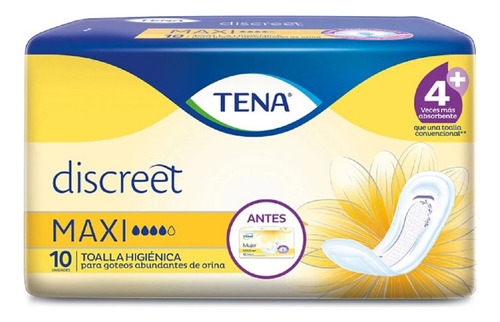 Toallas Higienicas Incontinencia Tena Discreet Maxi 10unid