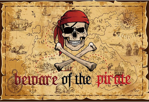 Telón De Fondo Retro De Mapa Pirata Para Sesión De Fotos, Re