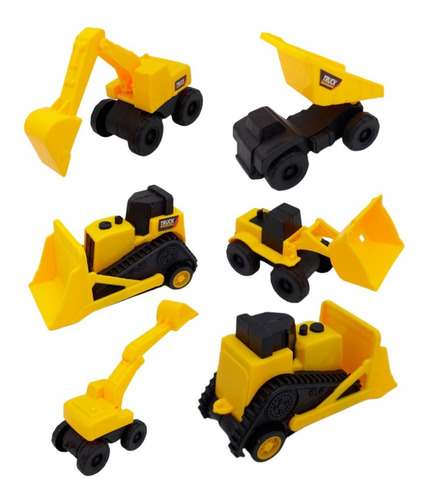 Tractor Grua Construccion Juguete Niños Set X 6 Pcs En Caja Color Negro/narnja Personaje Set X 6 Construccion