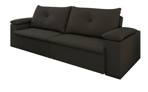 Sofá Retrátil Reclinável 3 Lugares 250cm Tico Suede Preto - Desenho do tecido Liso