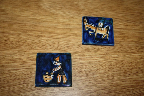 2 Pequeños Mosaicos Esmaltados - Pintados A Mano - Taormina