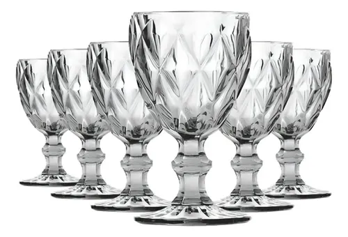 Jogo De Taças Bela Flor Vidro Diamond 330ml C/6 Incolor Lava-louças