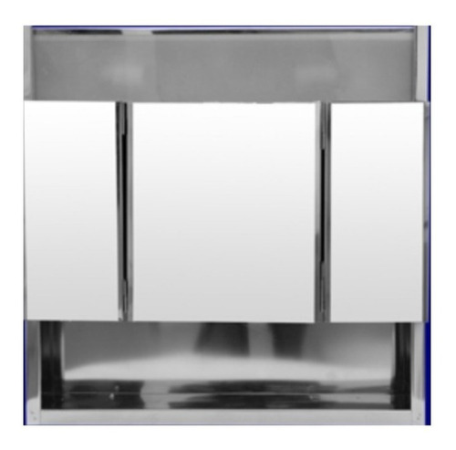 Imagen 1 de 2 de Botiquín Hb 5105 Acero Inox 3 Cuerpos C/repisa + Luz 50x50cm