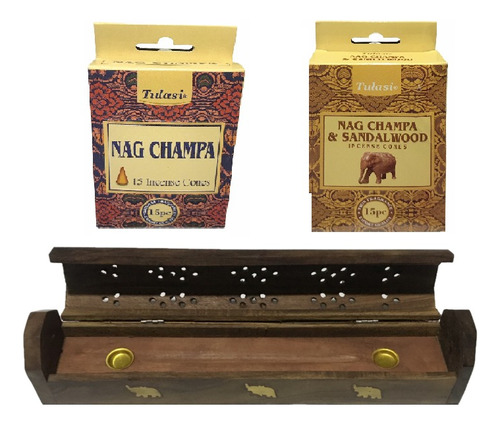 Porta Incienso Baul Mas Conos Aroma Sandalo Y Nag Champa