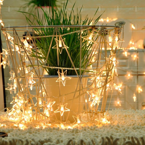 Imagen 5 de 10 de Guirnalda Luces Led Estrellas Cristal 3 Metros Pilas Navidad