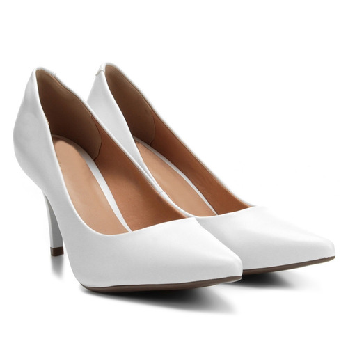 Sapato Scarpin Branco Modelo Social Salto Médio 6,5 Cm Verniz Ideal Para Casamentos Pronta Entrega Coleção 2019 | Mercado Livre