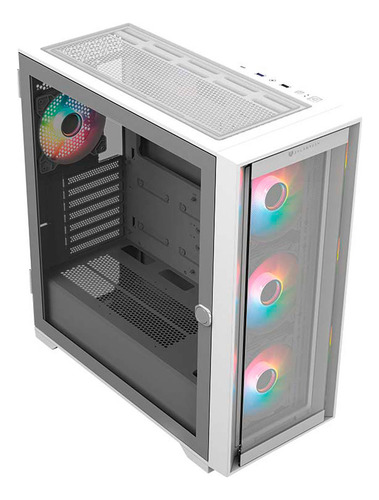 Gabinete Gamer Balam Rush Carbono Twin Mate 9000 E-atx Full Torre 4 Fan Argb Cristal Templado Frente Intercambiable Usb-c Blanco Br-938761