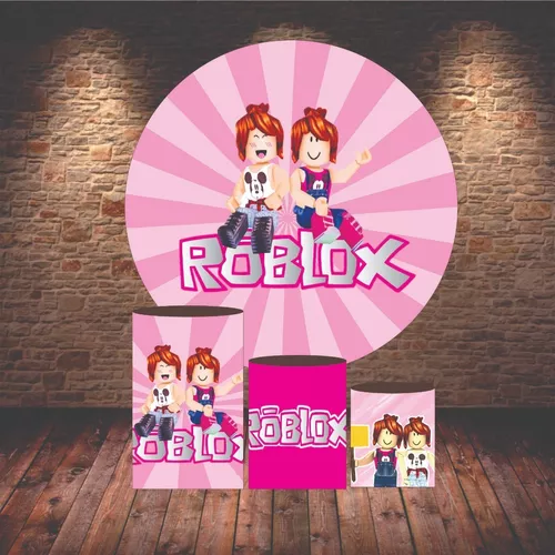 Painel Redondo Lona Roblox Menina 1,20x1,20