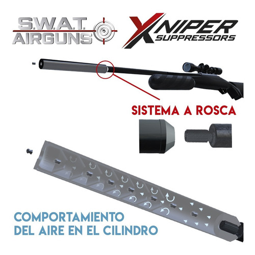 Imagen 5 de 10 de Moderador Silenciador Rifle Pcp Co2 Fox Hatsan Sumatra Kral