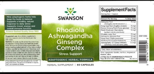 Imagen 2 de 2 de Complejo Herbal Adaptógeno Rhodiola, Ashwagandha Y Ginseng