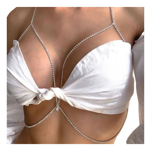 Cadena Pecho Cuerpo Engastad Bikini Moda Vestidocristal B101