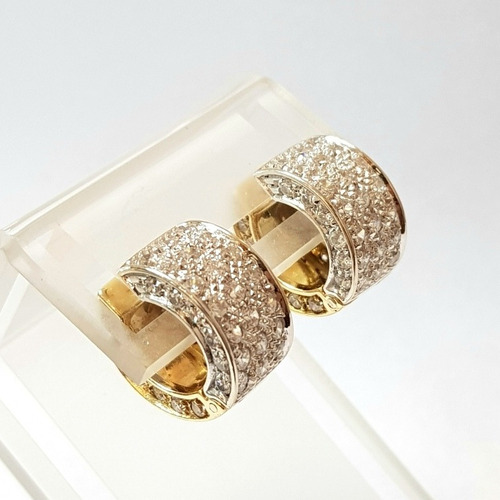 Imagen 2 de 4 de Aros Oro 18k/750 Diseño Italy Cubics 14,1grs 1,8cm Brumat