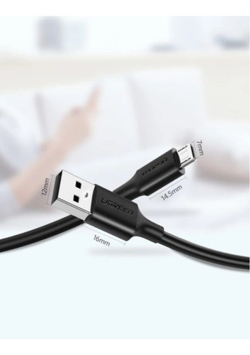 Cable Reforzado Ugreen USB 2.0 a Micro USB 1 metro Negro