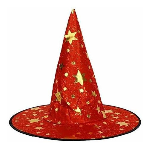 Gorro De Bruja Matissa Para Disfraz De Halloween (rojo Con Estrellas)