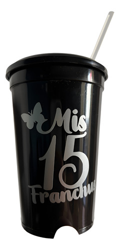 30 Vaso Negro 500cc C/sorbete Souvenirs Personalizado