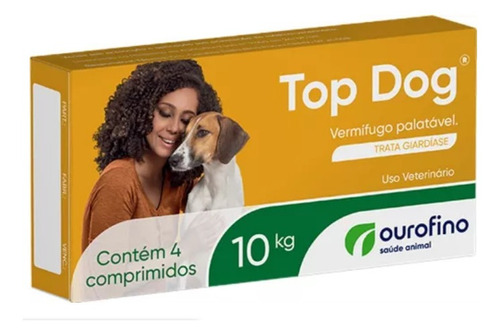 Vermifugo Top Dog Cães Até 10kg 4 Comprimidos Ourofino