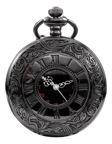 Reloj De Bolsillo Negro Con Números Romanos