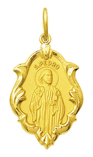 Medalha Religiosa São Pedro Em Ouro 18k Classico 1,5cm 0,70g