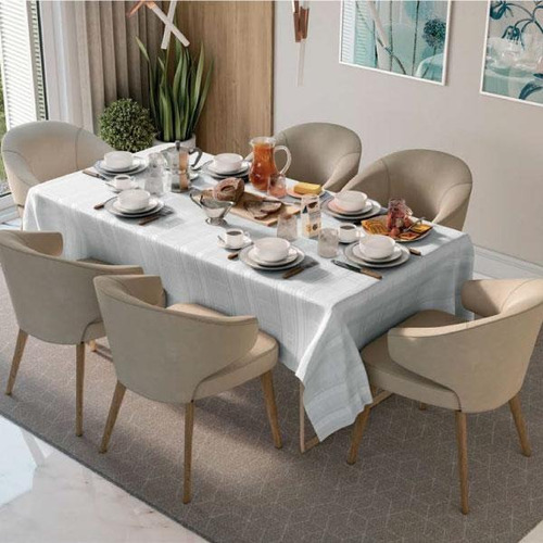 Toalha De Mesa Champanhe Magnum Branco 200x200cm 8 Lugares