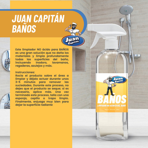 Juan Capitán Limpiador De Cuarto De Baños 3 Unidades 600 Mls