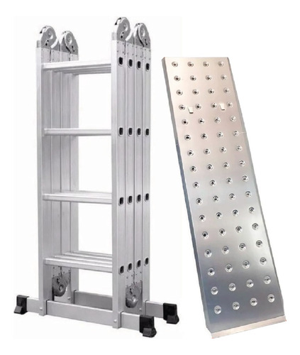 Escalera Aluminio 4.7m Pektra Plegable Articulada + Andamio