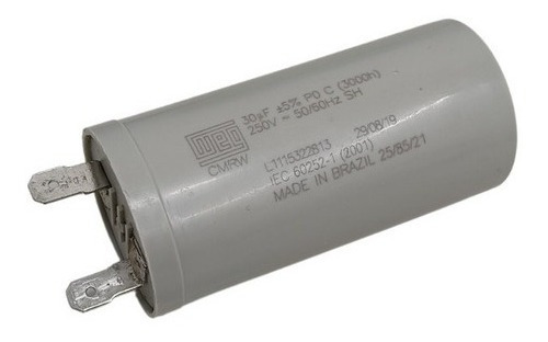 Imagem 2 de 7 de Capacitor Weg 30uf 250vac 50/60 Hz Para Motor 127v Tanquinho
