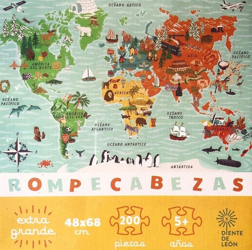 Imagen 2 de 7 de Rompecabezas Del Mundo Para Niños - Mapamundi Extra Grande