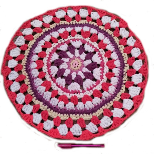 Alfombrita Artesanal Ø 50-55cm Trapillo Tejido Crochet 