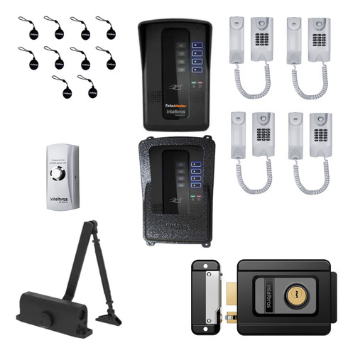 Kit Intelbras Central 4 Pontos Interfone Coletivo Grade Mola