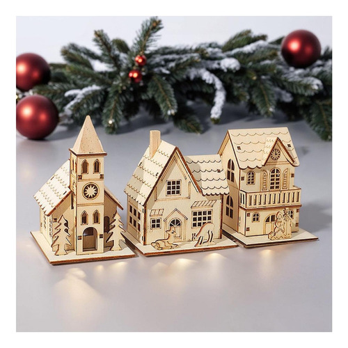 $ Set De Adornos Navideños De Madera Para Escritorio,