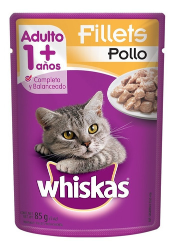 Whiskas Alimento Húmedo Para Gatos Pollo 8 Sobres 85gr C/u