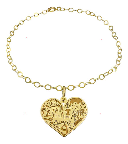 Pulsera Corazon Harry Potter Baño Oro 24k Plata 925