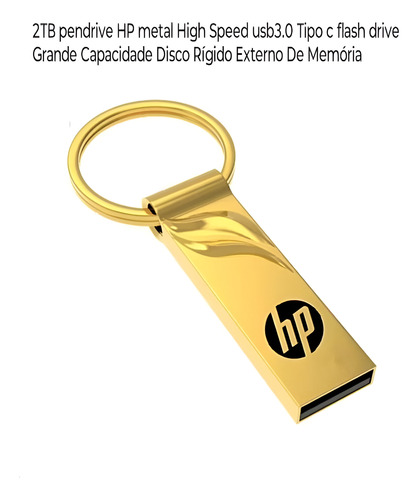 Pendrive Hp De Metal Pen Drive 2t Usb Flash Dourado Dourado