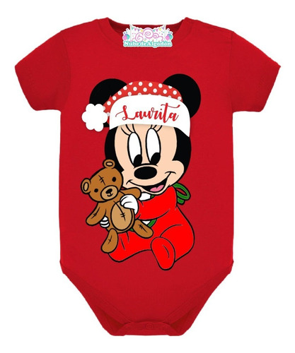 Body Bebe Minnie Baby Navidad  Personalizado 100% Algodon