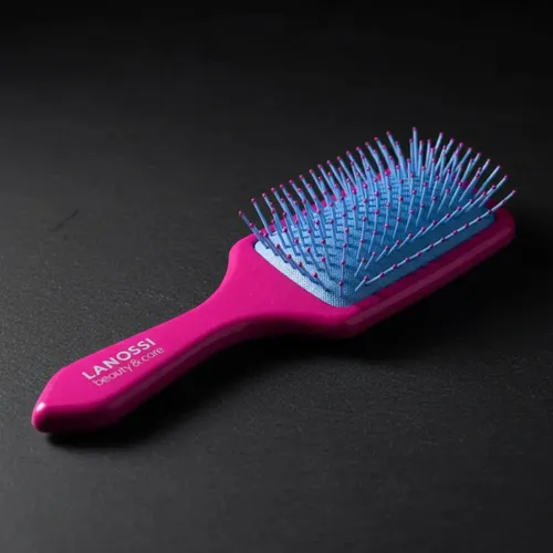 Escova De Cabelo Raquete Quadrada Roxa Essencial Lanossi Cor