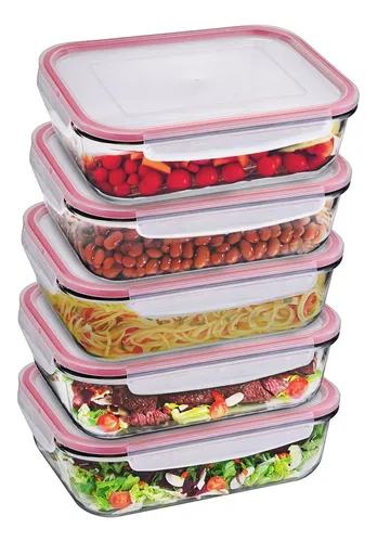 comprar Conjunto Kit Com 5 Potes De Vidro Hermético Marmita Fitness