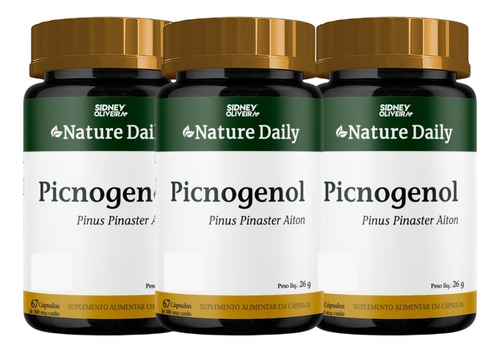 Kit 3 Picnogenol Pinus Pinaster Pele Rejuvenescida 67 Cáps