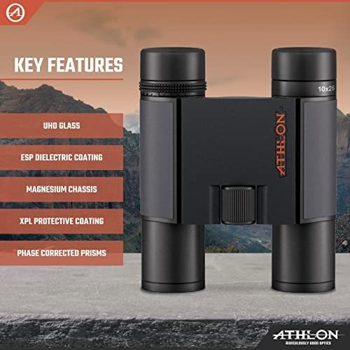 Athlon Optics 10x25 Midas G2 Uhd Prismáticos Negros Con Aliv