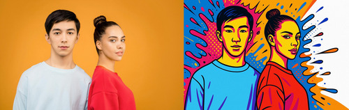 Ilustración Digital Personalizada Flash Arte Pop 3 Personas
