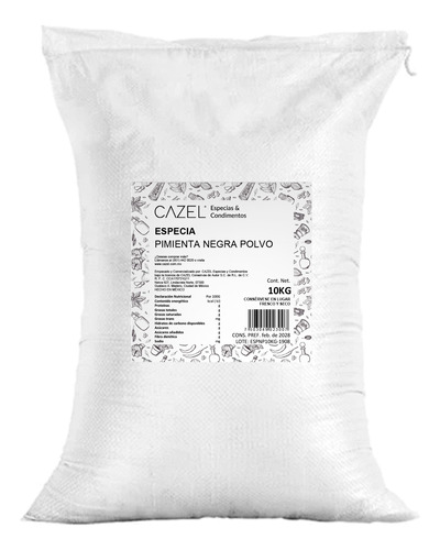 Saco De Pimienta Negra Molida En Polvo Premium 10kg