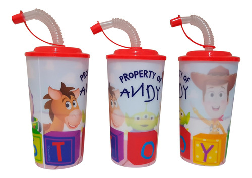 Toy Story Vasos Plastico 20 Piezas Tapa Popote